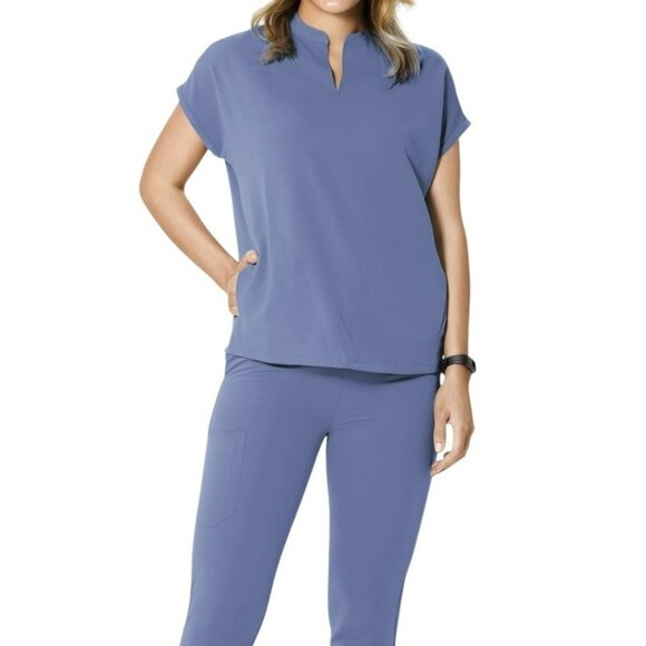 Mandala Periwinkle Dolman Top & Wide-Leg Scrub Set With Tie Waist NWT Large - Picture 2 of 10